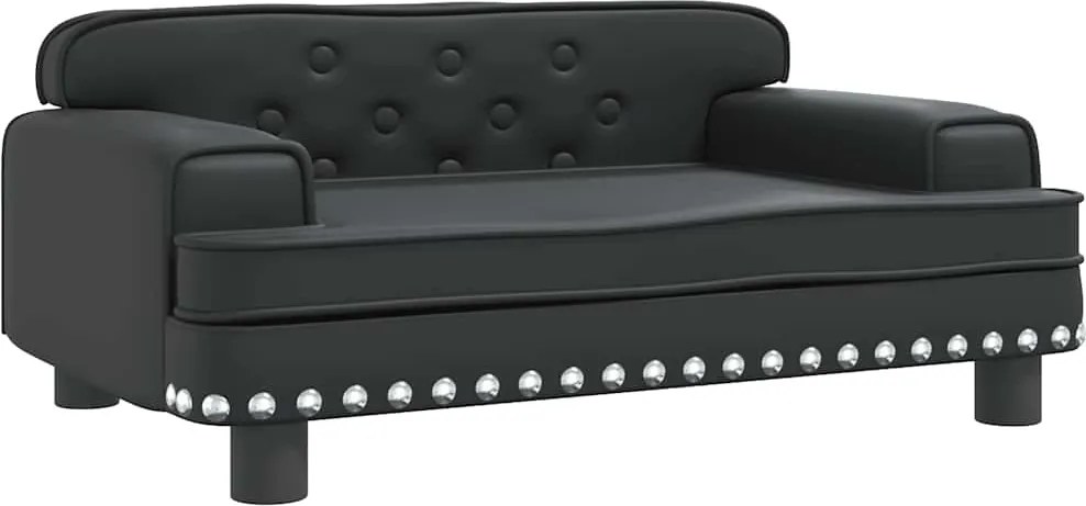 vidaXL Pat de câini, negru, 70x45x30 cm, piele ecologică