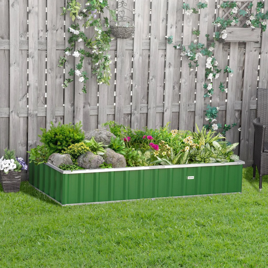 Outsunny Pătrat de grădină de grădină modulabil, montare fără unelte, mănuși incluse 174 x 90 x 30 cm oțel galvanizat verde | Aosom Romania