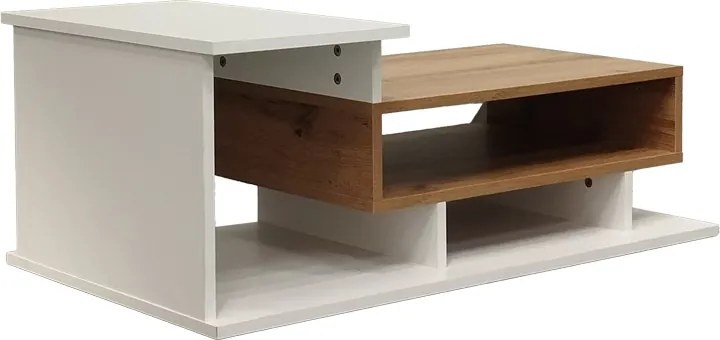 Masuta Cafea Neblo PAL, Finisaj Alb -Stejar, Dim 90x50x35 Cm