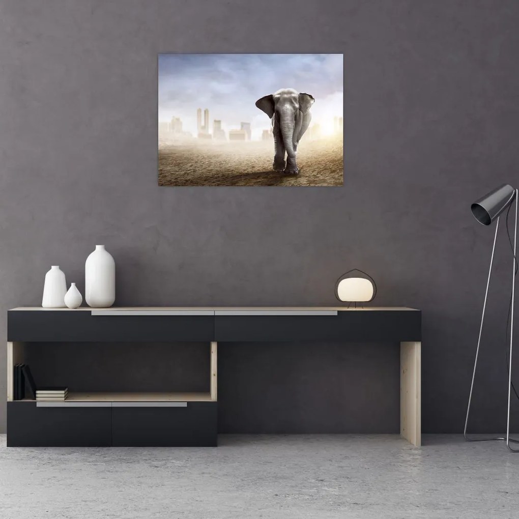 Tablou - Elefanți în oraș (70x50 cm)