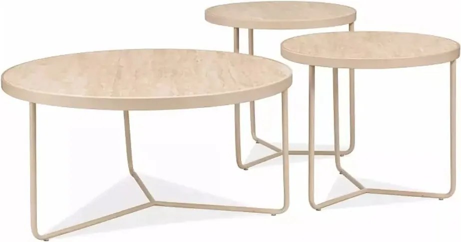 Set măsuțe de cafea Demeter bej mat / cașmir ø80/h40 cm