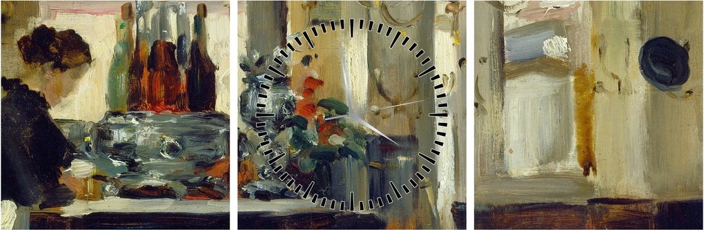 Tablou - Style of Edouard Manet, Bon Bock Cafe, reproducere (cu ceas) (90x30 cm)