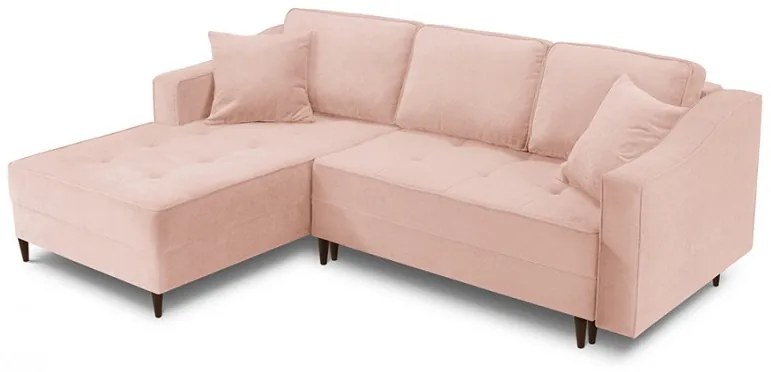 Coltar extensibil Willow cu colt pe partea stanga si tapiterie din tesatura structurala, roz
