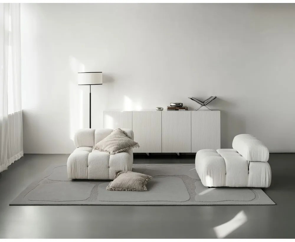 Covor gri din lână 200x300 cm Morphic Organica – Agnella