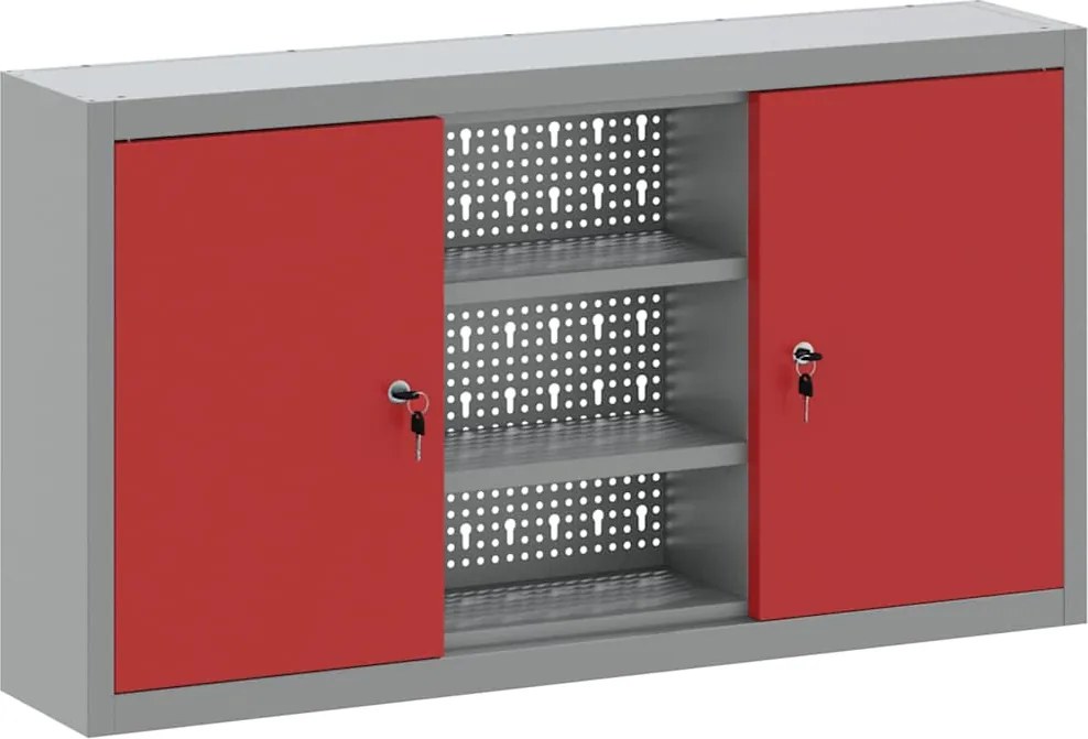 vidaXL Dulap pentru unelte cu raft Roșu și gri 50 x 20 x 55 cm