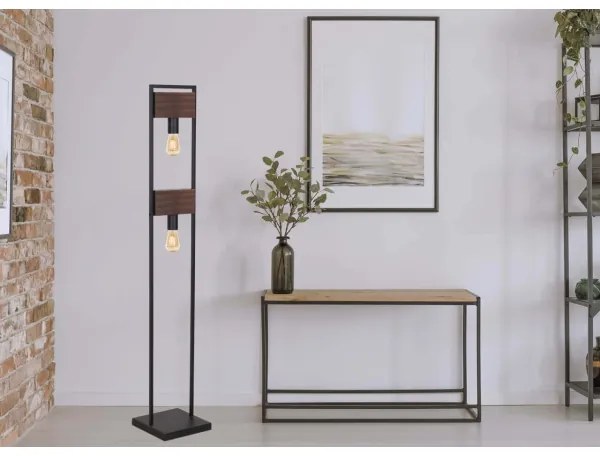 Lampadar HARD 2xE27/11W/230V lemn/negru Klausen 107002