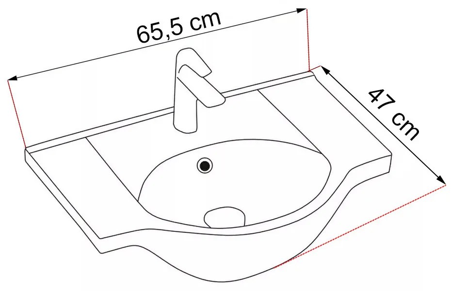 Dulap inferior Bianca Plus 65 cu lavoar, culoare stejar sonoma