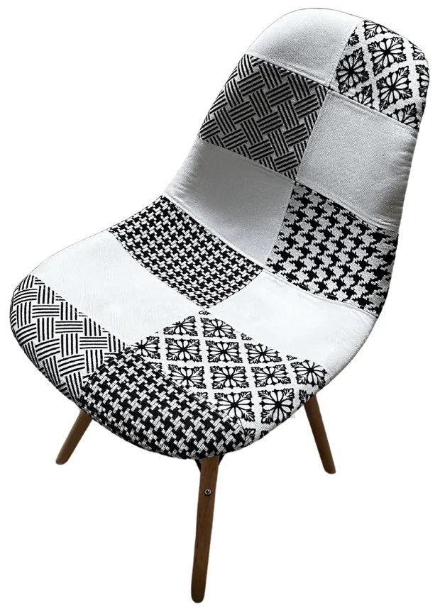 ShopJK SCAUN PATCHWORK ALBASTRU, STILUL SCANDINAV