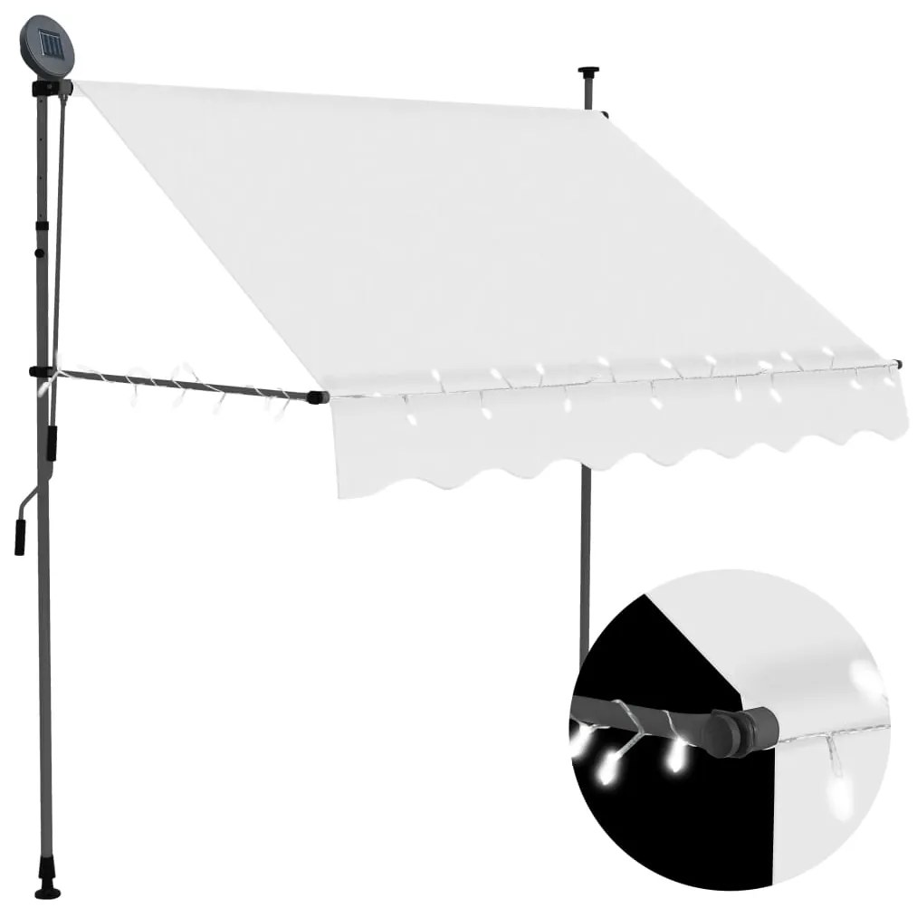 vidaXL Copertină retractabilă manual cu led, crem, 200 cm