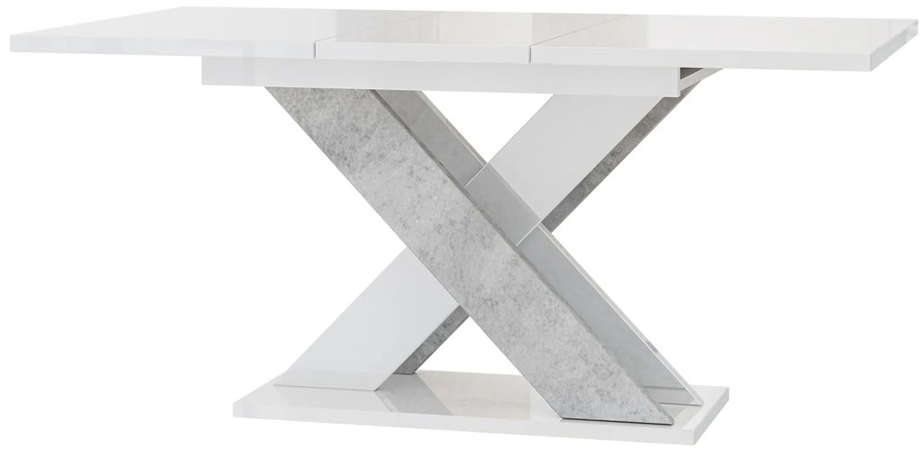 Masă de sufragerie Xalin (alb lucios + piatră) (pentru 4 până la 6 persoane). 1055284