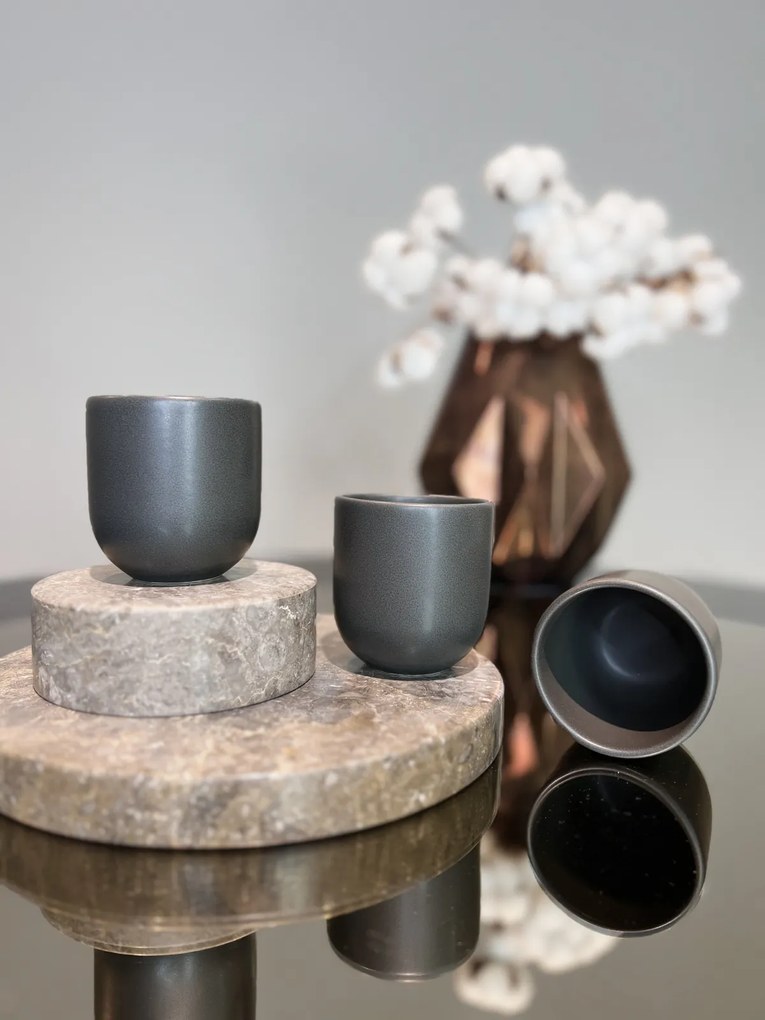 Pahar Cafea Novum Vulcano (Negru Antracit-Mat, 150ml) Gresie Glazurata Manual