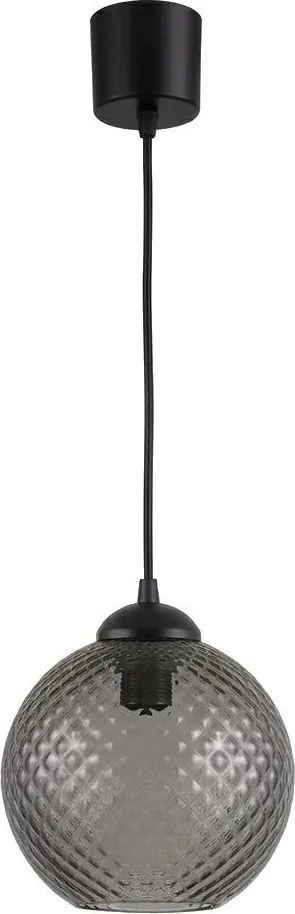Brilagi - Lustra LED suspendată pe cablu R GLASS 1xE27/60W/230V Ø 18 cm negru/gri fumuriu