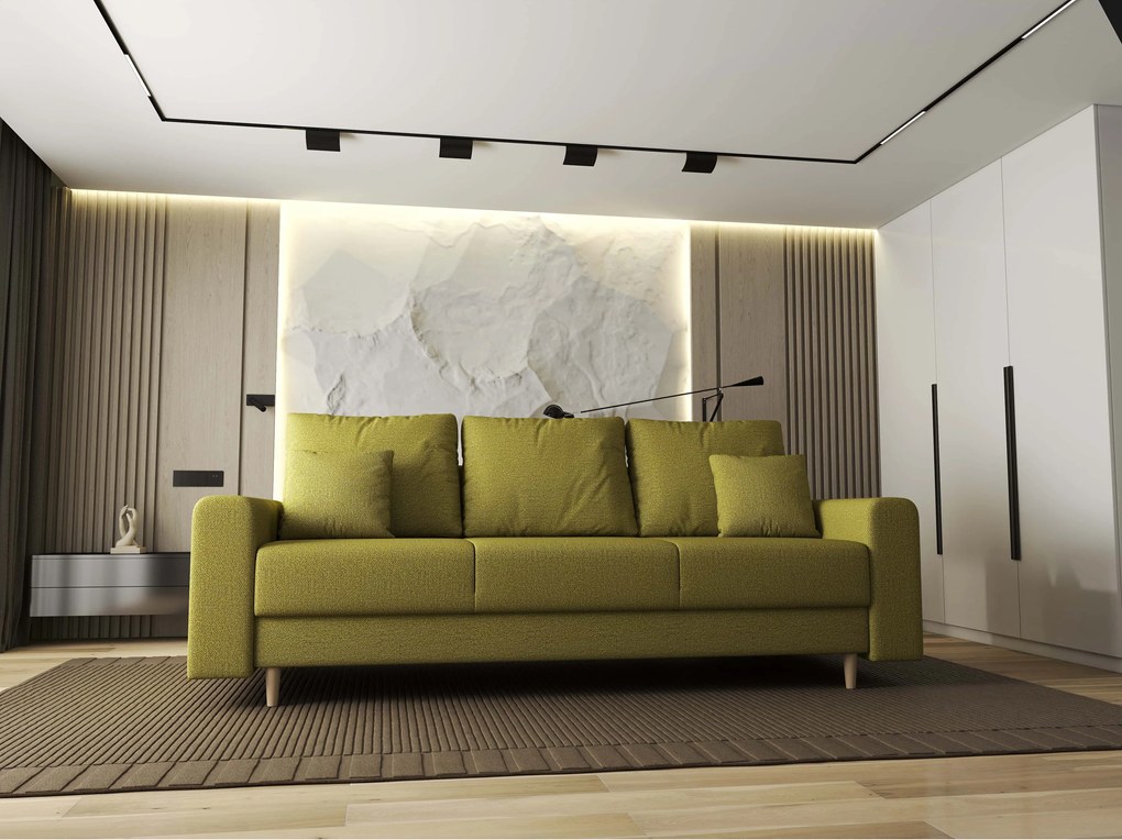 Canapea extensibilă dumonde cu ladă de depozitare si sezut confortabil din spuma high-density, Kronos Enjoy Verde 210x100 cm