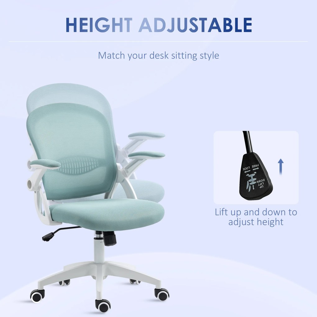 Vinsetto Scaun Birou Ergonomic Albastru Dimensiuni Variabile Suport Lombar Integrat | Aosom Romania