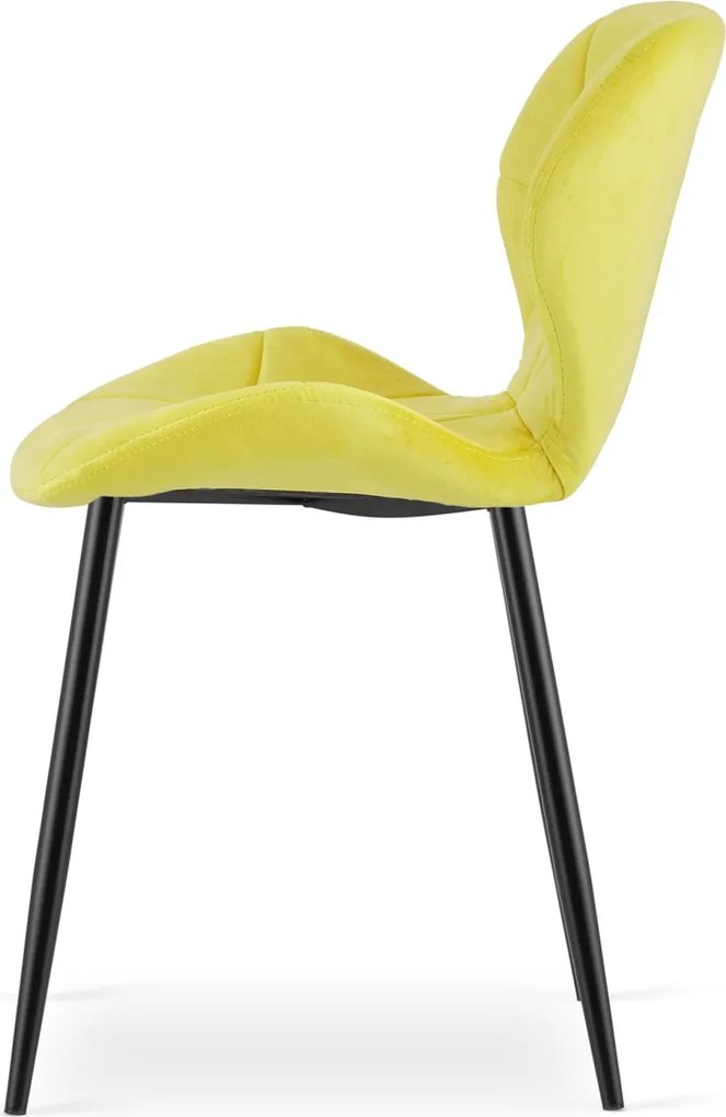 Scaun de masa MANGO VELVET cu picioare negre, galben