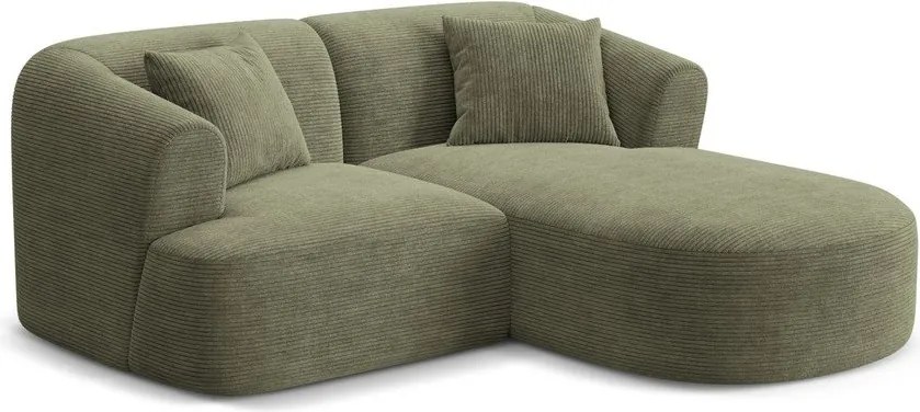 Colțar verde cu tapițerie din catifea reiată (cu colț pe partea dreaptă/cu șezlong) Campi – Cosmopolitan Design