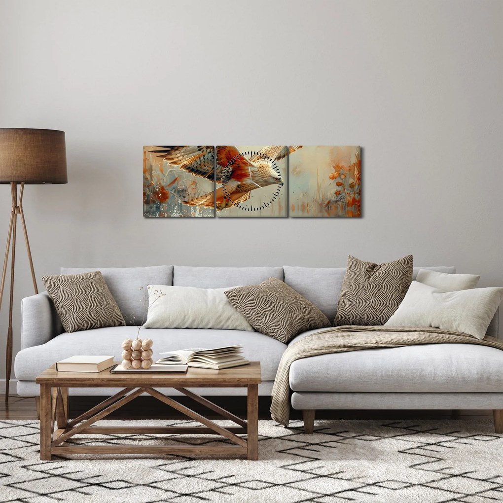 Tablou - Pasăre de pradă (cu ceas) (90x30 cm)