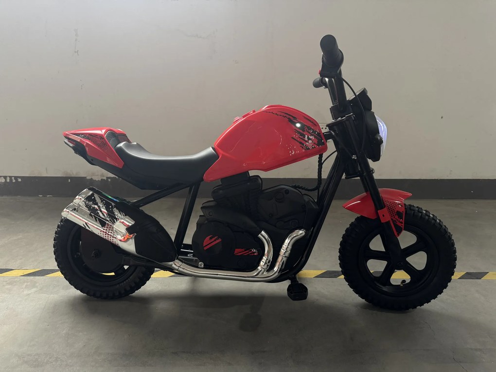 AIYAPLAY Motocicletă electrică de cross pentru copii, stil Harley, 24V, 6-12 ani, anvelope din cauciuc 30 cm, roșie | Aosom Romania