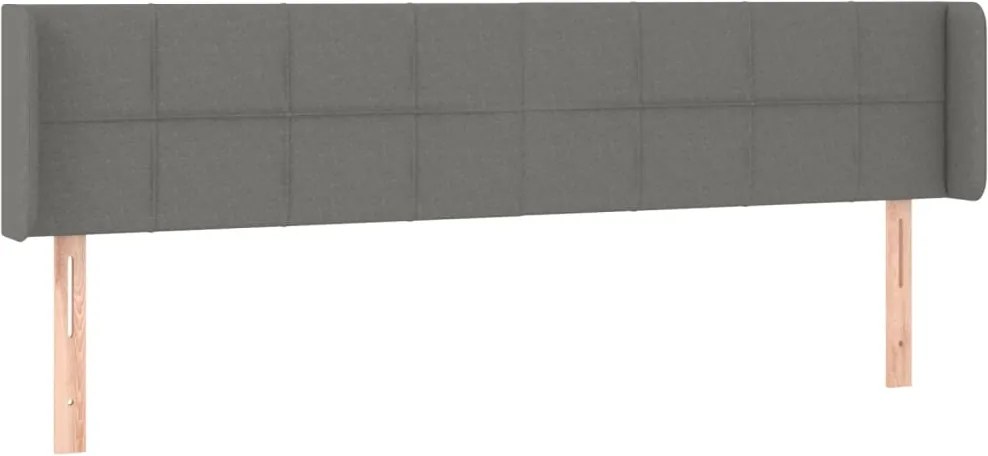 vidaXL Tăblie de pat cu aripioare gri închis 163x16x78/88 cm textil
