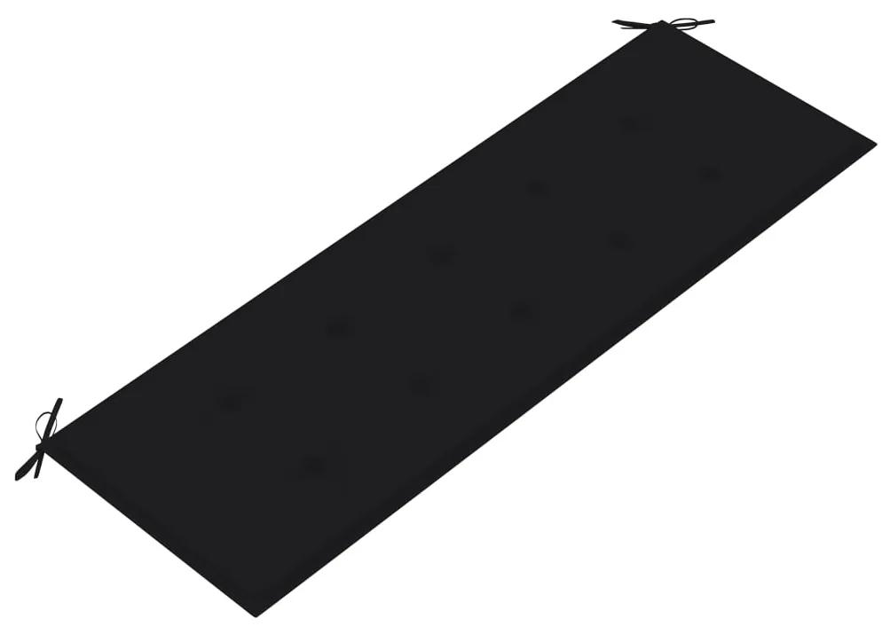 Banca gradina, cu perna neagra, 150 cm, lemn masiv tec 1, 150 cm, Negru, Negru