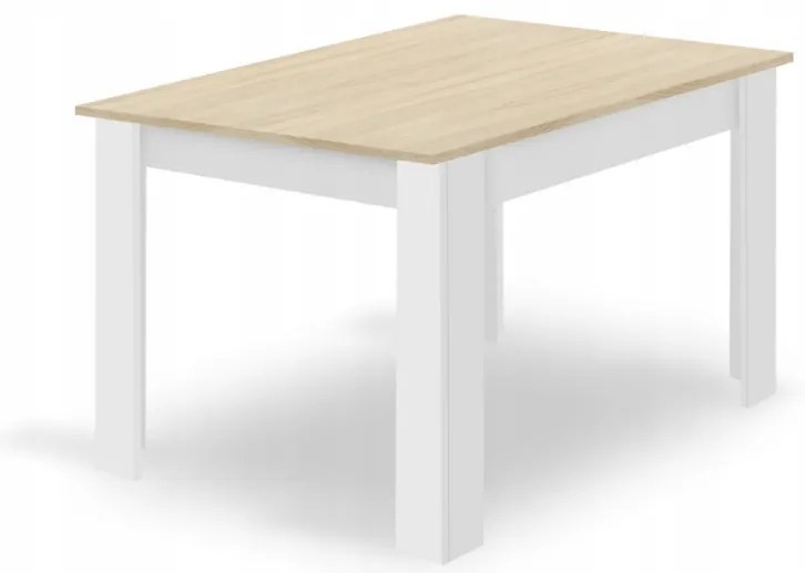 Set de sufragerie 1+4, masa alba decor stejar Sonoma MADO 120x80cm si scaun de sufragerie din catifea verde NUGAT