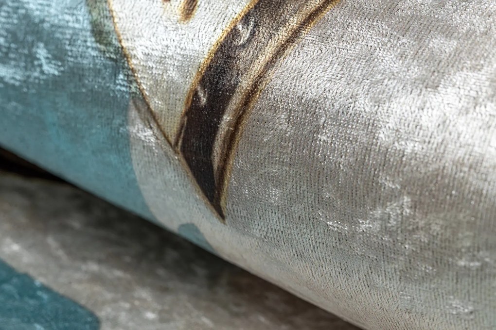 ANDRE 33220 covor lavabil linguri, bucatarie, anti-alunecare - albastru / aur