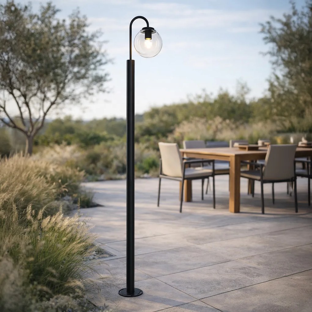 Felinar modern negru cu plastic 200 cm IP44 - Sfera
