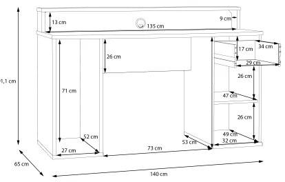 Birou cu iluminare IVAR, negru