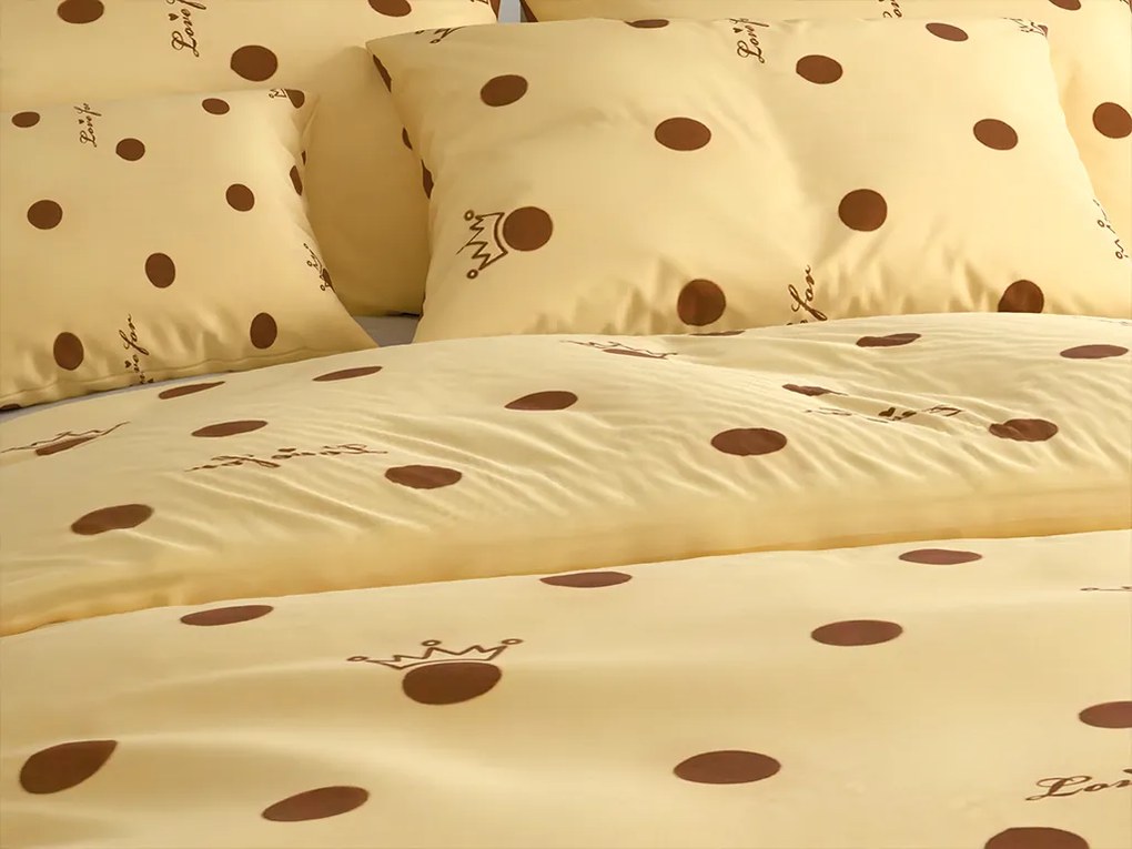 Lenjerie de pat din bumbac LOVE FOR crem Dimensiune lenjerie de pat: 70 x 90 cm | 140 x 200 cm