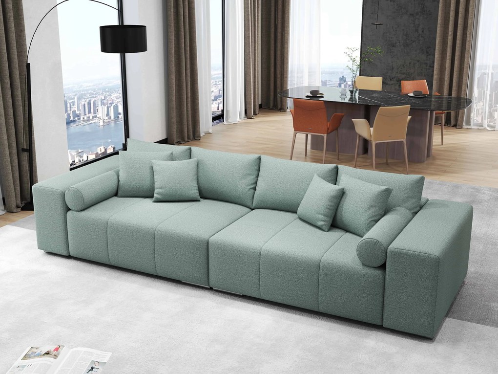 Canapea extensibilă dumonde cu ladă de depozitare si sezut confortabil din spuma high-density, Marbela Enjoy Mint XXL 295x100 cm