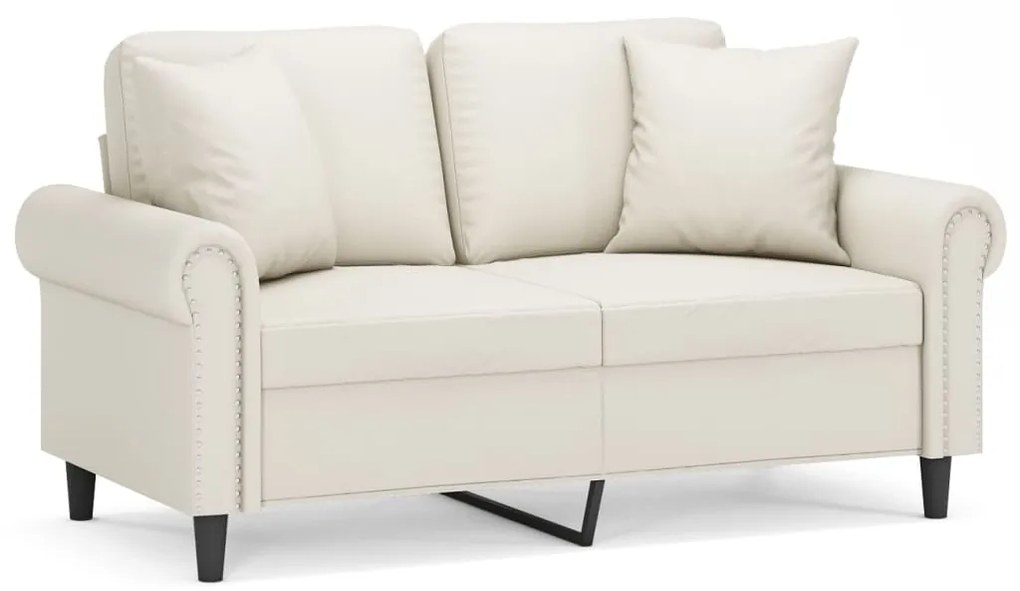 3153168 vidaXL Canapea cu 2 locuri, perne&pernuțe crem 120 cm piele ecologică