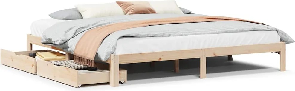 vidaXL Cadru de pat cu sertare 180x200 cm lemn masiv pin