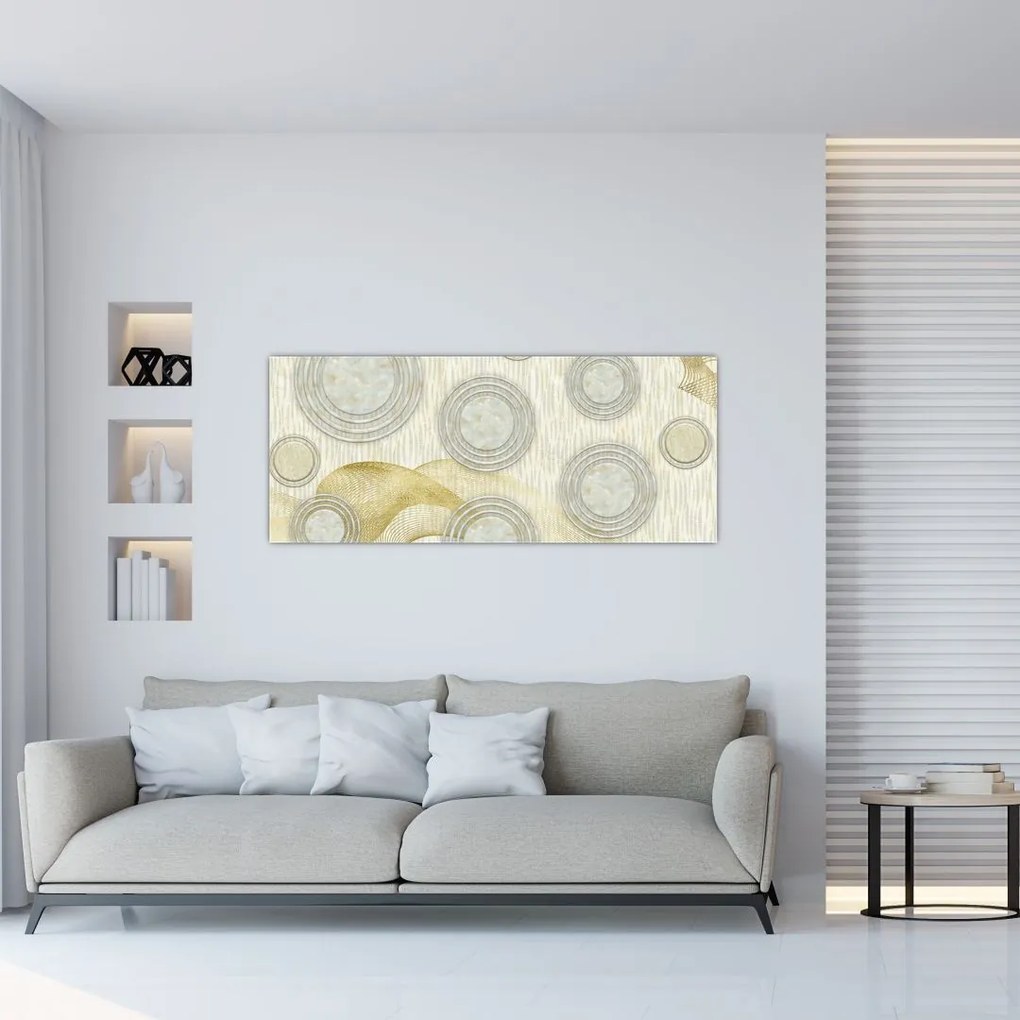 Tablou - Abstract, cercuri de marmură (120x50 cm)