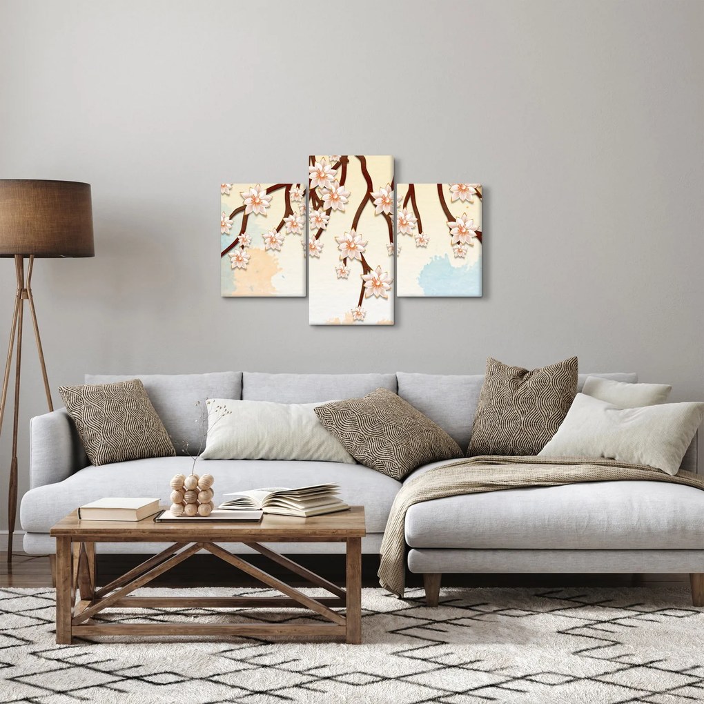 Tablou - Flori colorate pe ramuri (90x60 cm)