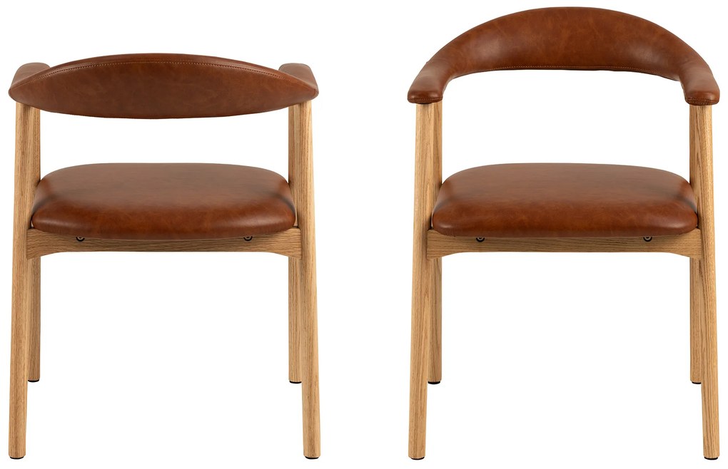 MAZZONI EXPORT ADELE piele ecologica Retro Brandy 691B/cadru Stejar Natural - SCAUN DIN LEMN PENTRU SALON SUFRAGERIE BUCĂTĂRIE RETRO