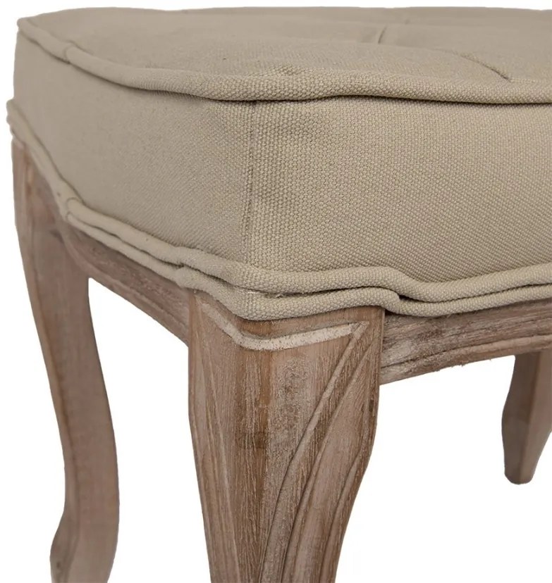 Taburet shabby chic, bej, stofa, 50x36x47 cm