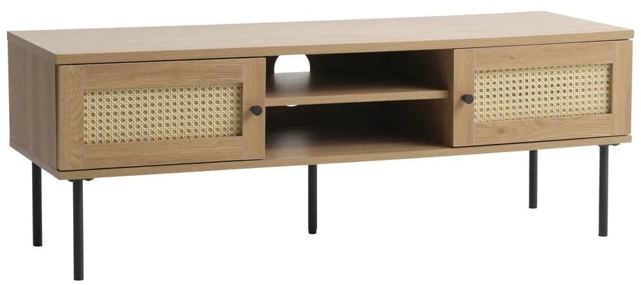 Comodă TV în culoare naturală cu aspect de lemn de stejar 120x43 cm Pensacola – Unique Furniture