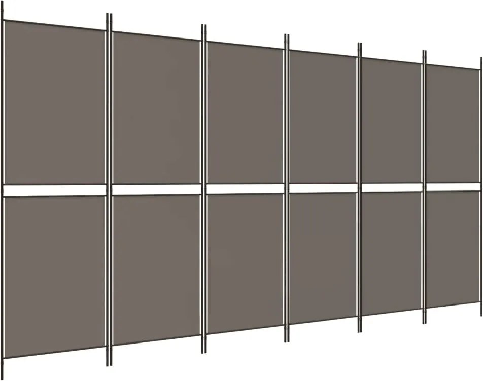 vidaXL Paravan de cameră cu 6 panouri, antracit, 300 x 180 cm, textil