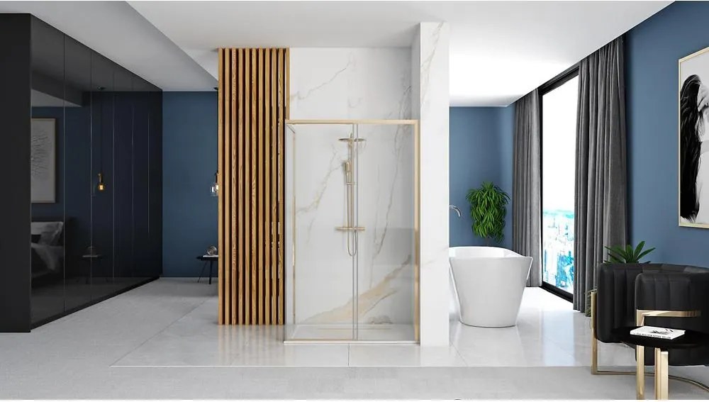 Cabina de dus SOLAR cu cadita alba 90x90 cm auriu