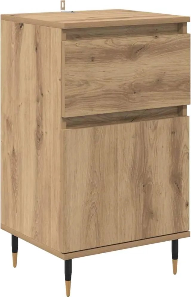 vidaXL Bufet Stejar Artizanal 40 x 35 x 70 cm Lemn Ingineresc și Fier