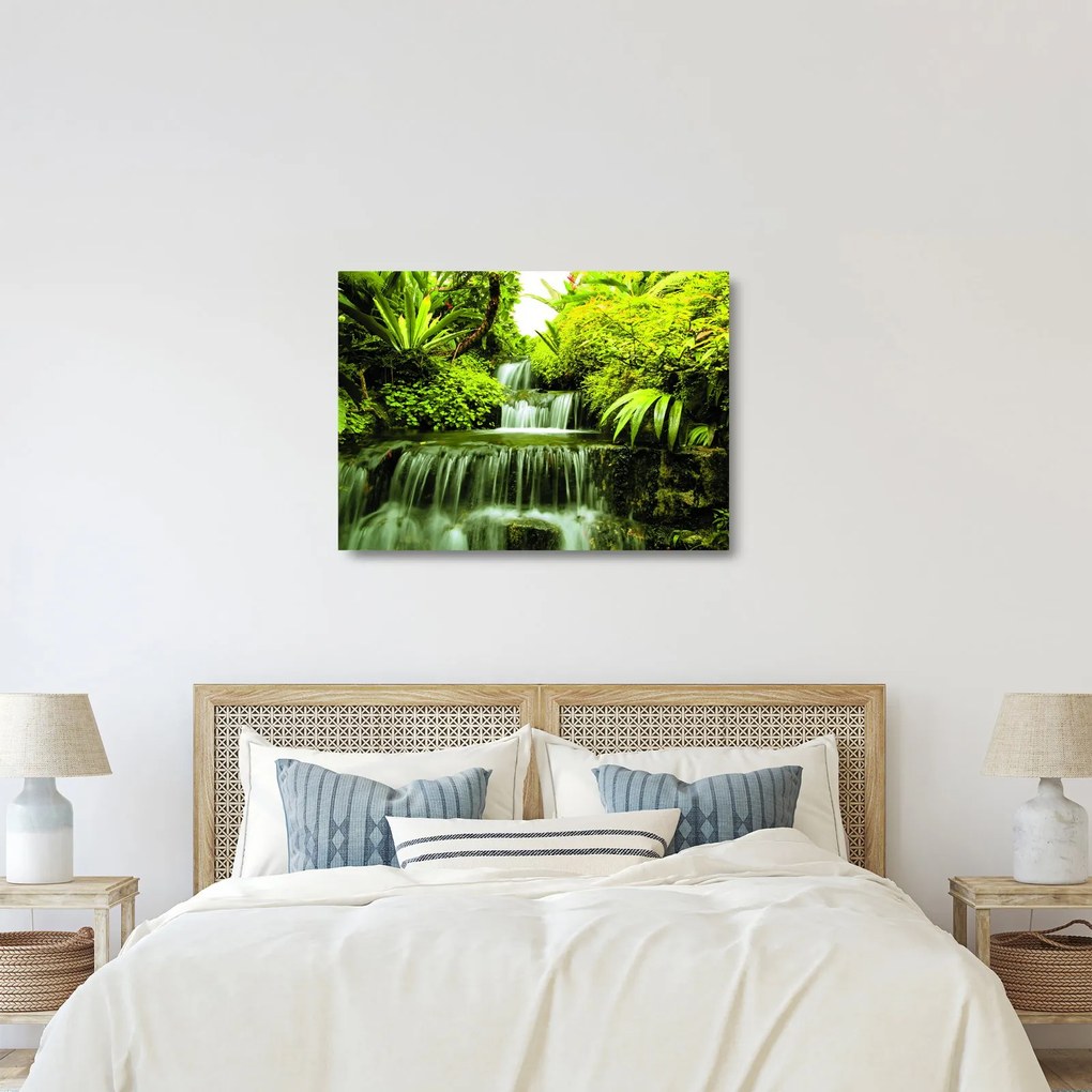 Tablou pe sticlă - Cascade indoneziene (70x50 cm)