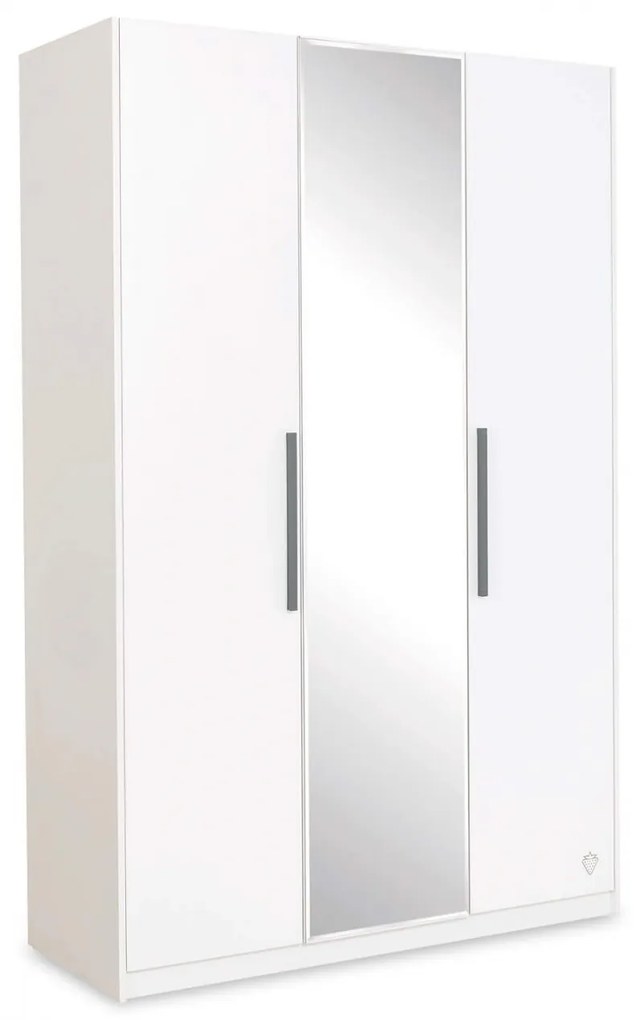 Dulap cu 3 usi si oglinda, pentru tineret Colectia White, 135x54x209 cm