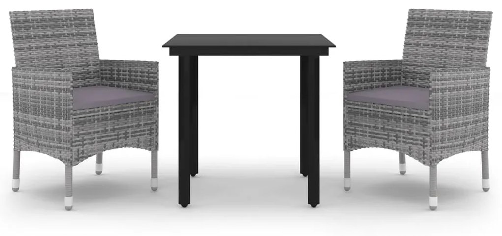 3099691 vidaXL Set mobilier de grădină cu perne, 3 buc, poliratan și sticlă