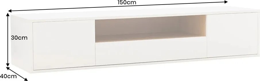 Comoda TV suspendata LOFT 150cm natur/ alb