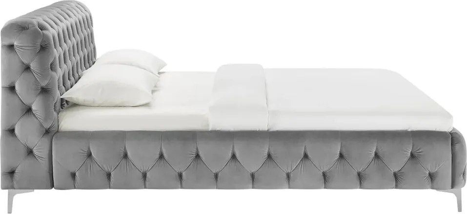 Pat elegant tapitat cu catifea gri MODERN BAROCK 160x200cm A-46161 VC