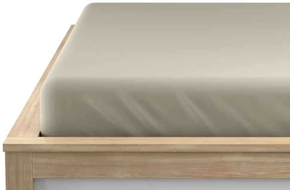 Cearsaf cu elastic din microfibra culoare nisip 180 x 200 cm