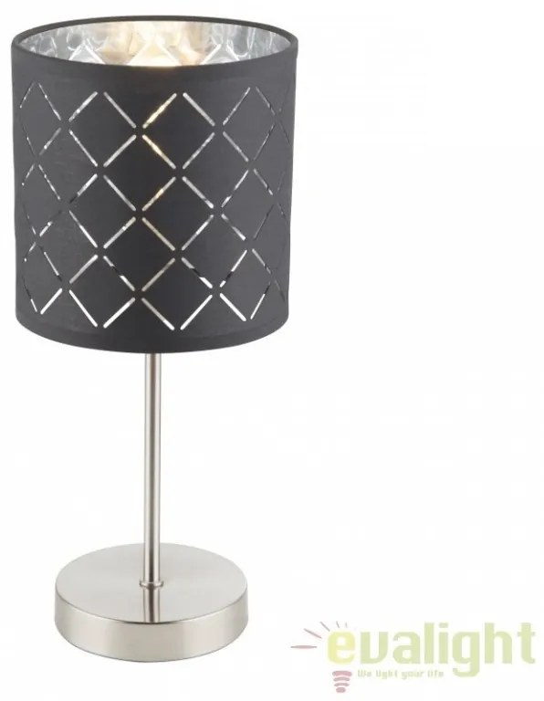 Lampa eleganta cu abajur din tesatura gri cu argintiu, Kidal 15228T GL
