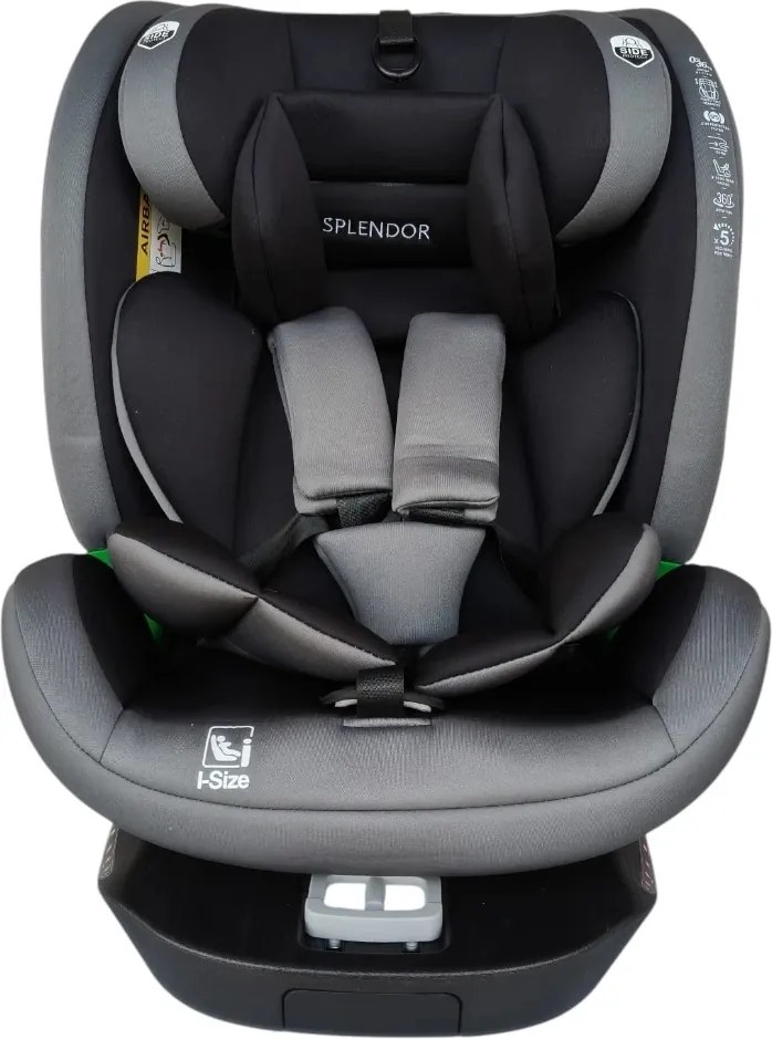 Scaun auto ISOFIX rotatie 360 grade NOVOKIDS Splend'or Edition HD-18, R129 i-Size, 40-150 cm, 0-36 kg, Gri