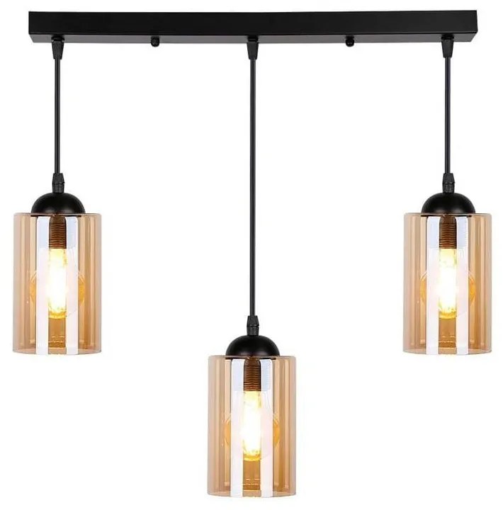 Lustră neagră cu abajur din sticlă 10x55 cm Bistro – Candellux Lighting