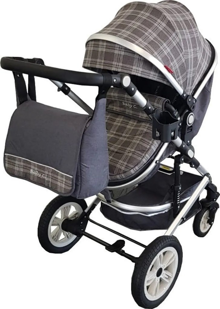 Carucior nou nascuti 3 in 1 Baby Care™ PRO 530 , Cu geanta bebe, Cadru Aluminiu Gold, Amortizoare, Roti din cauciuc plin AVE, Landou, Scoica auto,
